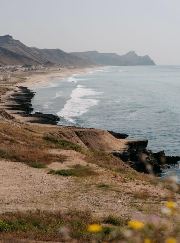 Scenic cliffs and waves at Al Mughsail Beach Dhofar