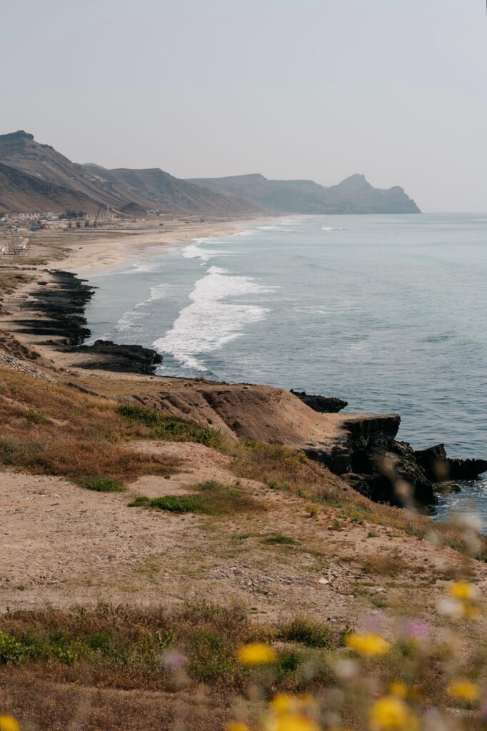 Scenic cliffs and waves at Al Mughsail Beach Dhofar