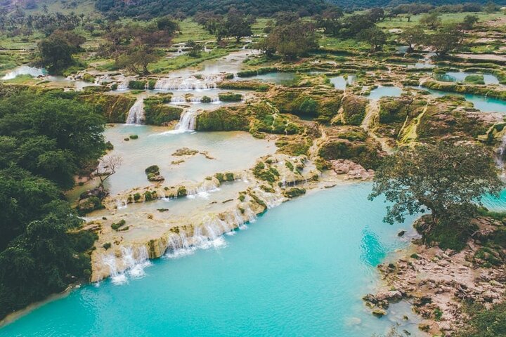 Aerial view of Wadi Darbat waterfall in Salalah