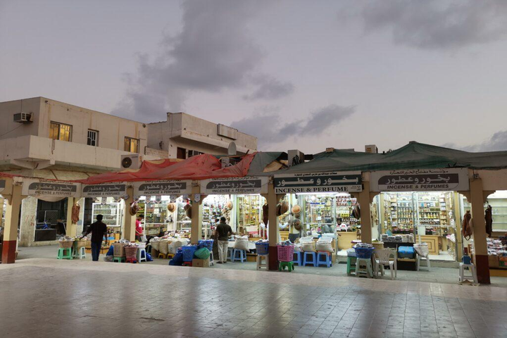 Traditional souq in Salalah Oman with frankincense and local crafts