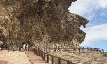 Tourists enjoying the sea breeze near Marneef Cave in West Salalah