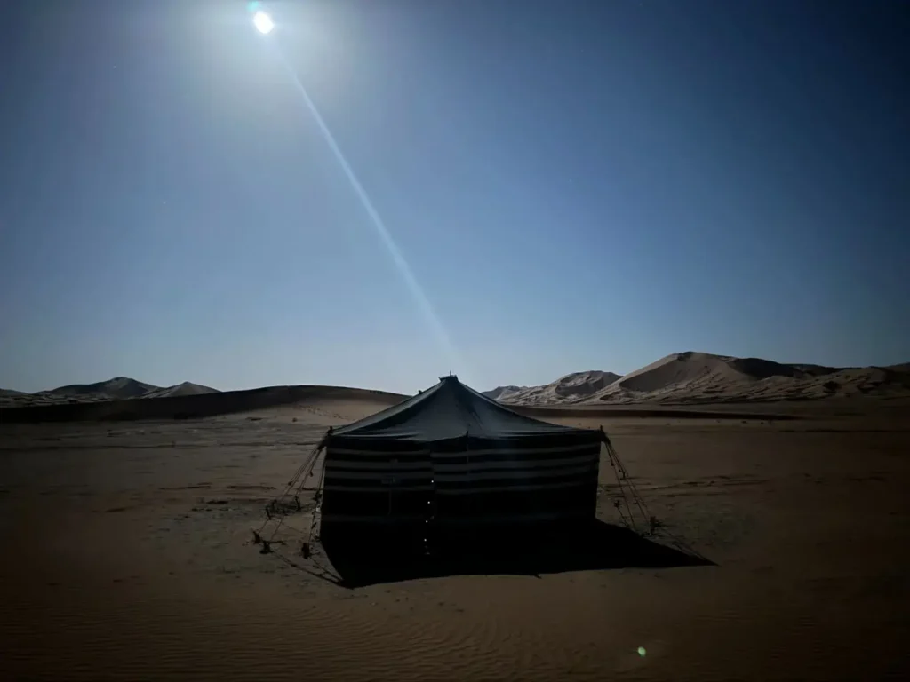 traditional Arabic Bedouin tent in Rub Al Khali desert camp