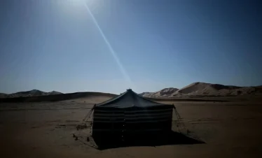 traditional Arabic Bedouin tent in Rub Al Khali desert camp