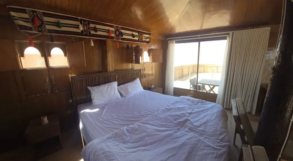 Interior of Rub Al Khali desert lodge during overnight desert safari