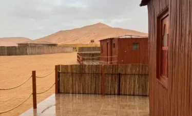 Desert lodge accommodation during deep desert safari Rub Al Khali