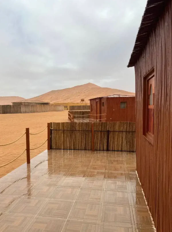 Desert lodge accommodation during deep desert safari Rub Al Khali